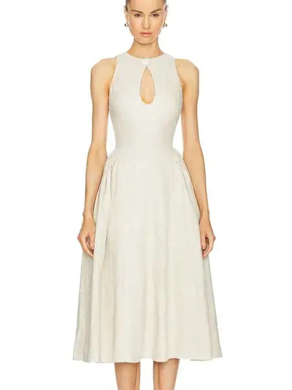 NWT - Sleeveless Cream Keyhole Midi Dress - size 6